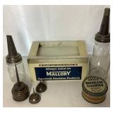 Vintage Industrial Containers with Various Vintage Display Cabinets