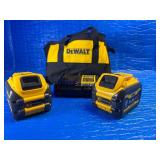 Dewalt - 2-6AH FLEXVOLT 2025 date codes , take charge. Appear lightly used w/ New Bag and new charger