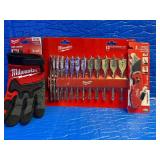 Milwaukee stocking  Stuffers - 6 in1knife - 13 PC Flat boring set and 10”XL gloves
