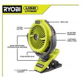Ryobi Light and fan and battery -New , open box , no charging cord