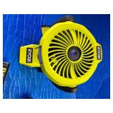 Ryobi Light and fan and battery -New , open box , no charging cord