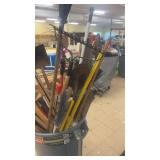 Bulk Lot of Lawn and Garden Tools in Rubbermaid Brute Can