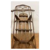 Vintage Wooden Sled with Metal Runners and Rope Pull