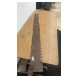 Vintage Large Two-Man Crosscut Saw with Wooden Handle