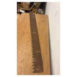 Vintage Large Two-Man Crosscut Saw with Wooden Handle