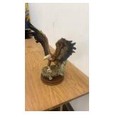 Detailed Bald Eagle with Nest Figurine on Wooden Base
