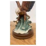 Giuseppe Armani Bald Eagle Porcelain Sculpture on Wooden Base