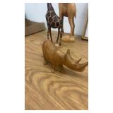 African Animal Wood Carvings and Framed Folk Art Set