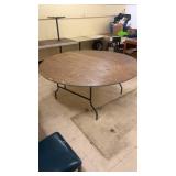 Large Round Folding Banquet Table with Metal Legs