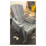 Set of 4 Gray Plastic Adirondack Patio Chairs