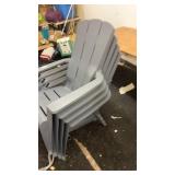 Set of 4 Gray Plastic Adirondack Patio Chairs