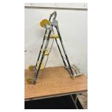 Used Folding Rolling Step Ladder with Yellow Steps