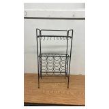 Metal Wine Rack with Glass Holder and Bottle Storage