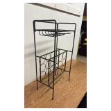 Metal Wine Rack with Glass Holder and Bottle Storage