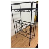 Metal Wine Rack with Glass Holder and Bottle Storage