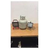 Propane Cylinder with 2 Portable Work Lights