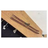 Pair of Vintage Wooden Skis with Metal Foot Bindings