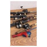 Fishing Rod and Reel Lot with Tackle Box and Accessories