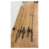 Collection of 5 Vintage Fishing Rods with Reels