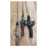 Collection of 5 Vintage Fishing Rods with Reels