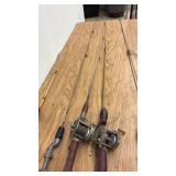 Collection of 5 Vintage Fishing Rods with Reels