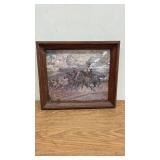 Framed Western Cowboy Print with Wooden Frame