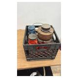 Collection of 5 Vintage Metal Lanterns Including Kamp Lite and Assorted Red and Blue Lanterns