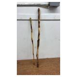 Pair of Handcrafted Wooden Walking Sticks