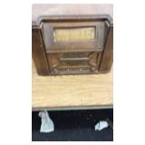 Lot of 2 Vintage Wooden Tube Radios and Turntable Console
