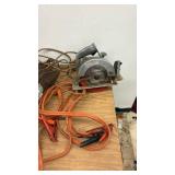 Assorted Power Tools, Hand Tools, Extension Cords, and Air Tank Lot