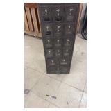 Vintage U.S. Postal Brass Mailbox Bank Cabinet with 20 Compartments