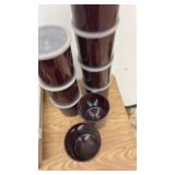 Set of 8 Burgundy Plastic Storage Containers with Lids