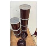 Set of 8 Burgundy Plastic Storage Containers with Lids