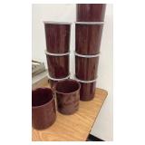 Set of 8 Burgundy Plastic Storage Containers with Lids