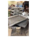Lot of Commercial Aluminum Baking and Roasting Pans