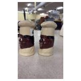 Pair of Vintage Ceramic Chef Salt and Pepper Shakers with Cork Stoppers