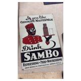 Vintage Sambo Chocolate Malted Milk Metal Advertising Sign