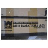 WEN TLP16B 16-Inch Mid-Century Modern Satin Black Hairpin Table Legs, 1/2" Diameter, Set of 4