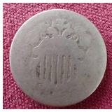 1866 or 1867 Shield Nickel With Rays
