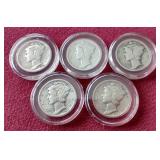 (5) Mercury Dimes