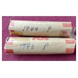 (2) Wheat Penny Rolls - 1944 & 1945