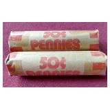 (2) Wheat Penny Rolls - 1944 & 1945