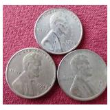 (3) 1943 Steel Pennies - P/D/S