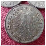 (3) WW2 German Third Reich Coins - 1/5/10 Pfennig