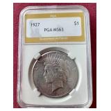 1927 Peace Dollar PGA MS63 - Tough Date!