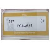1927 Peace Dollar PGA MS63 - Tough Date!