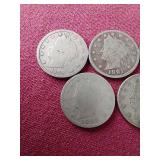 (5) Liberty "V" Nickels