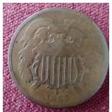 Rare 1864 2 Cent Coin