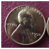 (2) Uncirculated Red 1954-S Wheat Pennies