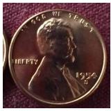(2) Uncirculated Red 1954-S Wheat Pennies